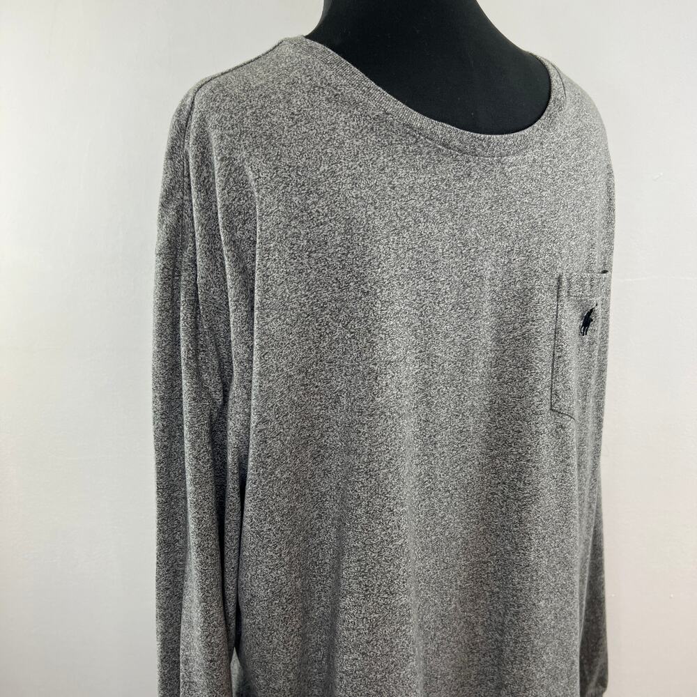 Polo by Ralph Lauren Gray Black Long Sleeve Pocket Tee Shirt Cotton Crewneck XL - Picture 3 of 7